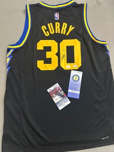 黑色勇士队史蒂夫库里的30号签名球衣usasm和jsa双认证_阿里巴巴找货