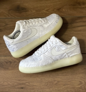 44码 clot x nike af1 联名款 白丝绸