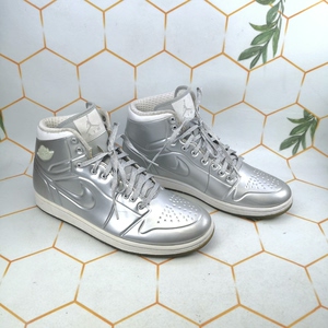 真品 aj1银喷绝版耐克高帮篮球鞋板鞋运动鞋液态银金属银