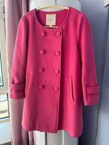 羊毛大衣莫莉菲尔春款粉色羊毛呢大衣外套