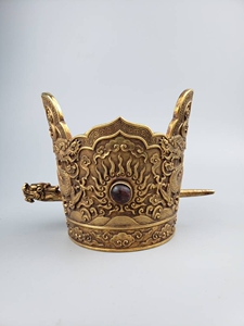 古代铜鎏金男子冠冕发箍发冠太子帽唐代清代精工