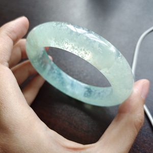[半价出天青冻手镯 纯天然天青冻岫玉手镯 渐变天空蓝暴风雪天