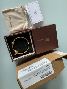 周生生黄金足金圆棍磨砂手镯金镯子转运珠06圈口 潘多拉 克价