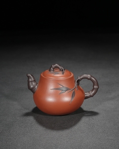 精品宜兴原矿纯手工紫砂壶竹韵壶底款魏援良制古董古玩收藏茶壶品