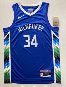 雄鹿队球衣34号字母歌复古城市热压球衣篮球服 全队球员可做可