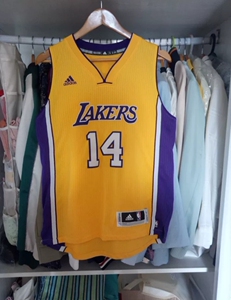 nba湖人14号榜眼秀英格拉姆莺歌经典黄色球衣adidas阿