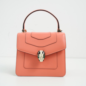 99新bvlgari宝格丽蛇头包橘粉色单肩斜挎链条女包大牌包包