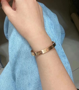 卡地亚love系列无钻玫瑰金手镯18k满天星窄版四钻宽版男女