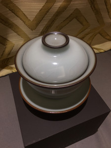 breezecop淘宝坑口烧 坑口窑 早期 刀刻底款 汝窑 主人杯,杯内底部