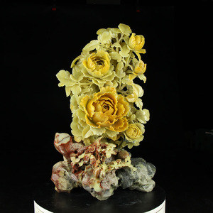 00同款货源tb1375698008淘宝青田石雕摆件民国青田石雕牡丹花瓶