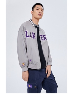 杰克琼斯春秋棒球领外套nba联名湖人球队棒球夹克外套潮流百搭