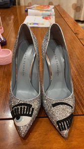 正品chiara ferragni眨眼睛睫毛女鞋 高跟鞋