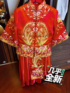 红色裙褂婚礼礼服小凤仙正统红色旗袍