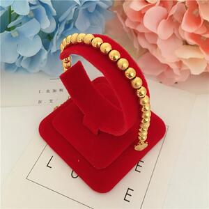 周大福焕美16k真24k饰品金手镯18k金磨砂圆珠手链男女永不掉色