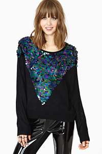 英国代购MinkPink Glam Rock Sequin Knit亮片款蝙蝠袖宽松毛衣