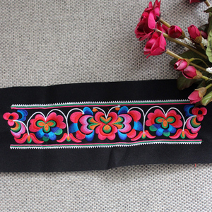 霓彩-民族风机绣绣片 苗绣刺绣短花边 手工diy辅料民族绣布