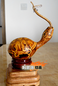 定做样品龙生九子之赑屃刘国栋原创经典烙画火画葫芦工艺品摆件