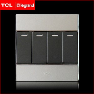 tcl开关插座面板 a8出色系列 四开单控荧光开关(闪银色) 正品销售