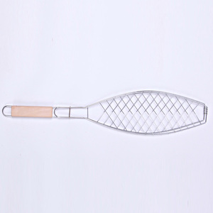 鲫鱼烧烤鱼夹子网一条鱼烤鱼网夹不锈钢色弧形单鱼平板夹工具用品