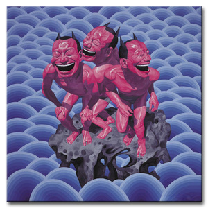 开怀大笑大嘴笑脸装饰画岳敏君油画手绘油画当代油画