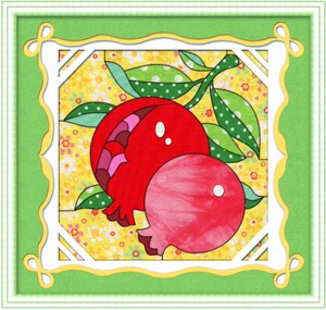 工厂直销拼布画diy手工材料包布嵌画卡通家饰儿童水果石榴15*15cm