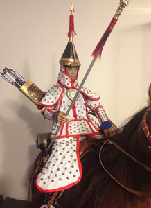 1/6  12寸 兵人 清朝八旗盔甲 无袖布衣甲 镶白旗