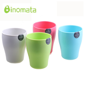 日本进口INOMATA塑料四色杯带手柄 糖果色口杯 塑料水杯 涑口杯子
