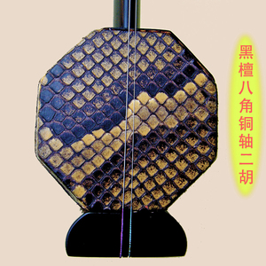 黑檀八角琴筒铜轴二胡 高档专业演奏二胡 民族乐器专卖 送琴盒