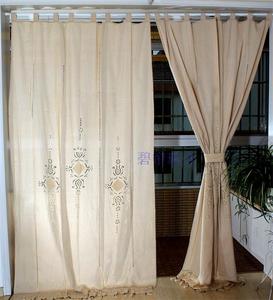 出口希腊外贸原单美式棉麻粗布镂空成品窗帘卧室客厅阳台遮光窗帘