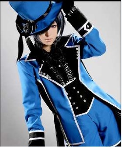 黑执事夏尔少爷 cos 华丽拖尾蓝色礼服 cosplay服装定制
