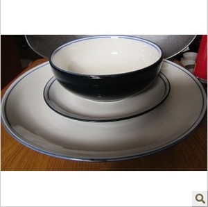 陶瓷餐具 英国名品丹蓓 出口瓷器 西餐盘 盘子蓝色碗创意三件套装