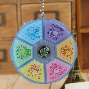 小怪才6910指南针橡皮6个入盒装新款超净卡通学生可爱橡皮擦礼品