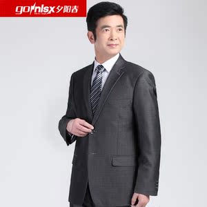 包邮秋冬款中年男士西服套装中老年宽松大码休闲宴会礼服爸爸西装