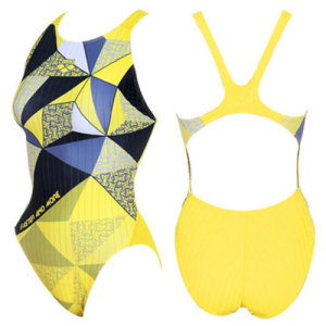 韩国arena/阿瑞娜游泳衣 女士三角连体时尚菱形印花显瘦竞技泳衣