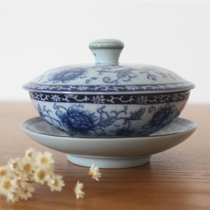 【素器】150ml中国风青花瓷甜品炖盅陶瓷燕窝盅三件套餐具