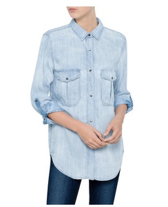 美国新款rails牛仔明星孙芸芸林牧洁同款牛仔女衬衫支持