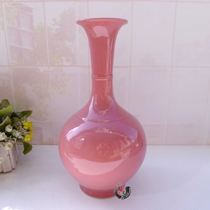景德镇瓷器◆颜色釉窑变陶瓷工艺品 现代花瓶花插 粉色赏瓶瓶