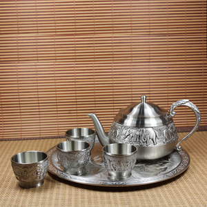 泰国锡器商务tp33茶具整套金属工艺品锡壶金属茶具商务礼品