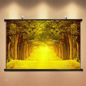 招财挂画海报黄金大道满地油画风景办公室客厅玄关壁画装饰墙贴画