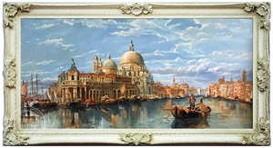 查理夫人 欧式客厅油画手绘法式装饰画有框画 古典建筑风景17312