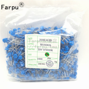 Farpu丨一包1000只 7D330K 直插压敏电阻 07D330K 直径7MM 33V