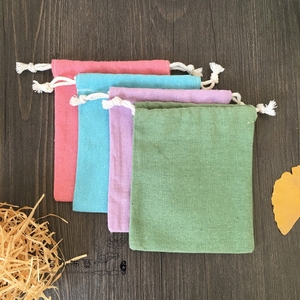 紫色蓝色绿色粉色彩色棉麻袋抽绳袋束口袋小号中号礼品袋加印LOGO