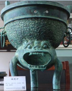 兽面纹铜药炉/青铜炼丹炉/中医文化用品,中医文化摆件丹炉