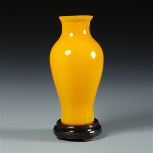 博山琉璃料器名贵色料鸡油黄原瓶收藏传世色正油润