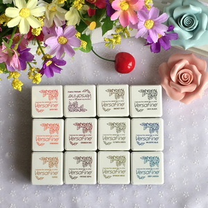 整套包邮 vfs日本进口印泥橡皮章印泥印台高等细节印台(小)12色入