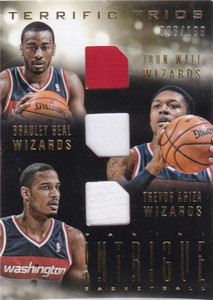 nba球星卡 panini 奇才队 约翰 沃尔 比尔 队友限量三球衣卡_阿里巴巴