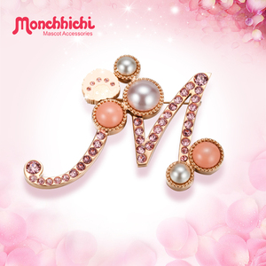 Monchhichi萌趣趣胸针可爱日系简约防走光施华洛水晶珍珠胸花M019
