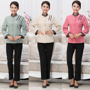 w364酒店宾馆保洁服保洁员服装长袖女物业客房工服秋冬装制服包邮