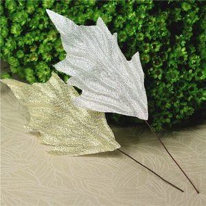 仿真假叶子绢布圣诞枫叶金银色diy手工装饰布艺拍摄道具3.9元10片