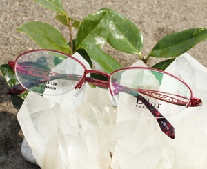 正品天然水晶眼镜 石头镜 太阳镜 纯钛红色女士镜框
